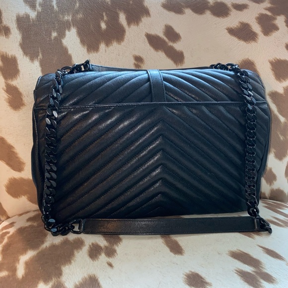 YSL COLLEGE LARGE IN QUILTED LEATHER ALL BLACK - Picture 2 of 14